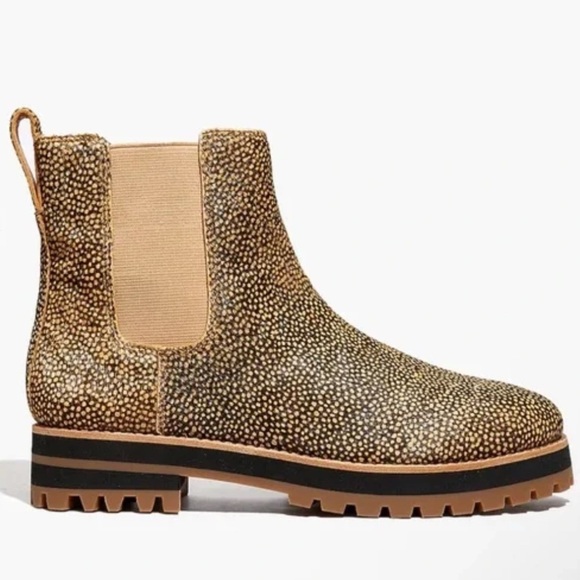Madewell The Ivy Chelsea Boot in Mini Dot Tan/Black Calf Hair NWOB - Picture 1 of 13